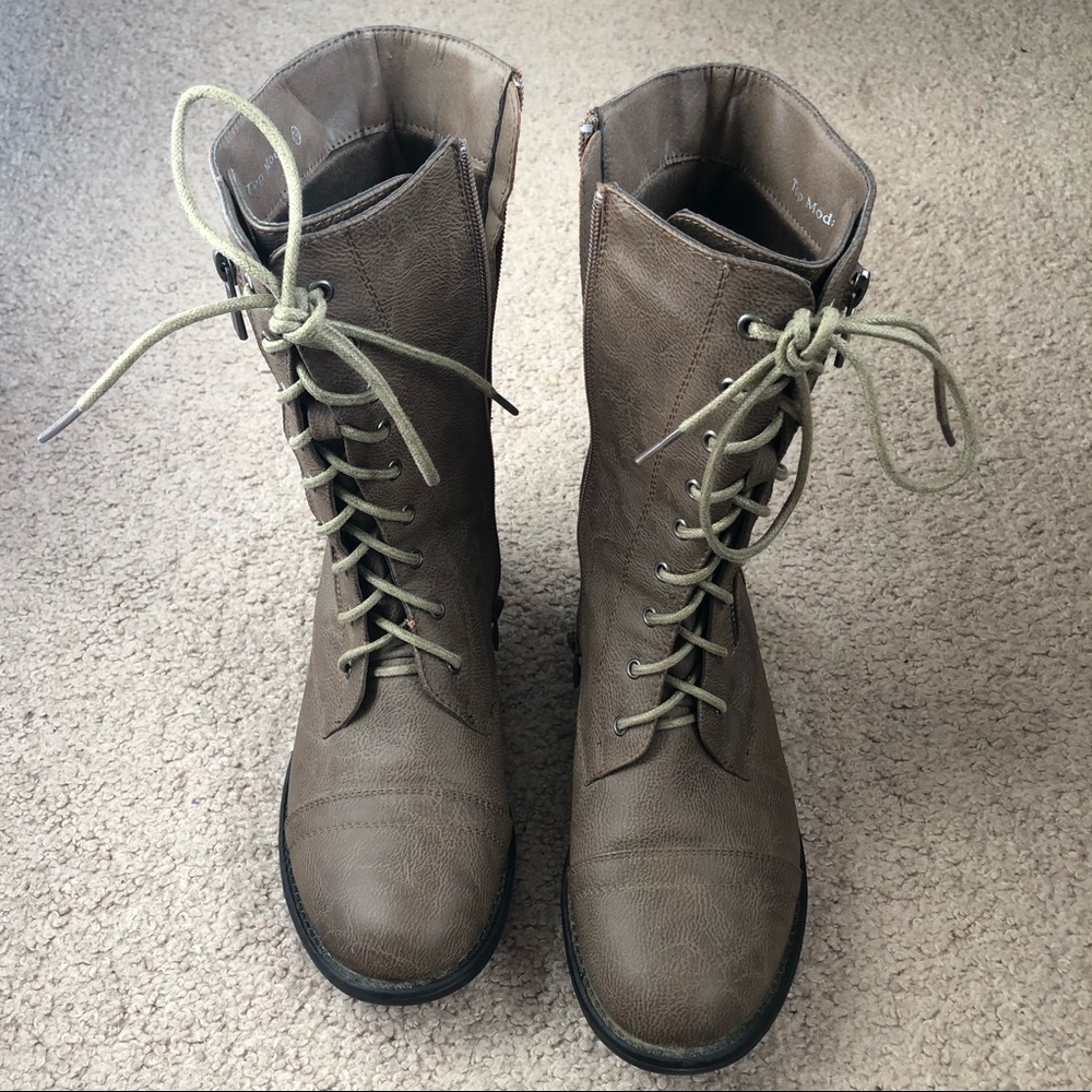 Brown lace up boots